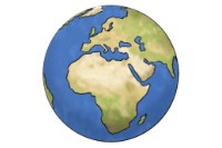 Illustration eines Globus, der Europa und Afrika zeigt.