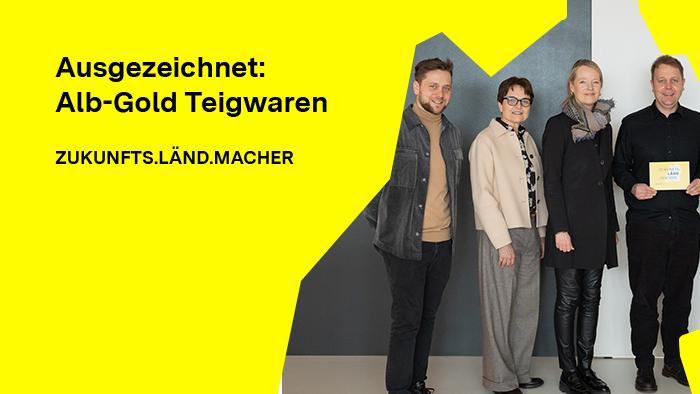 Umweltministerin Thekla Walker (zweite von rechts) überreichte der Geschäftsführung und Inhaberfamilie Oliver (rechts), Irmgard und André Freidler am 19. Februar 2026 die Auszeichnung „ZUKUNFTS.LÄND.MACHER“.
